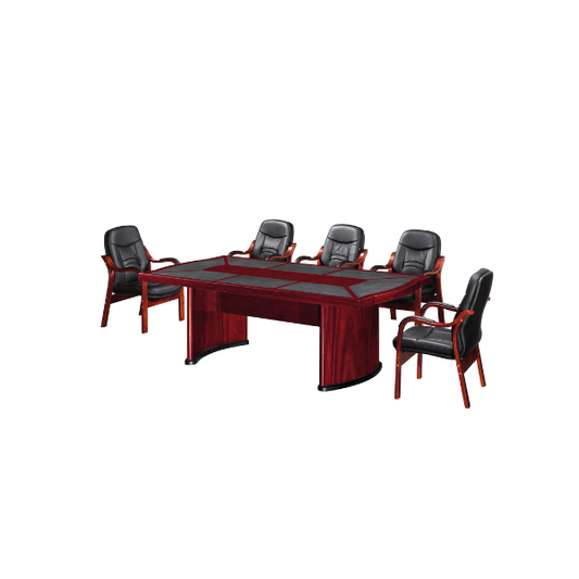 2.4M Mahogany Veneer Boardroom Table with Leather Inlays