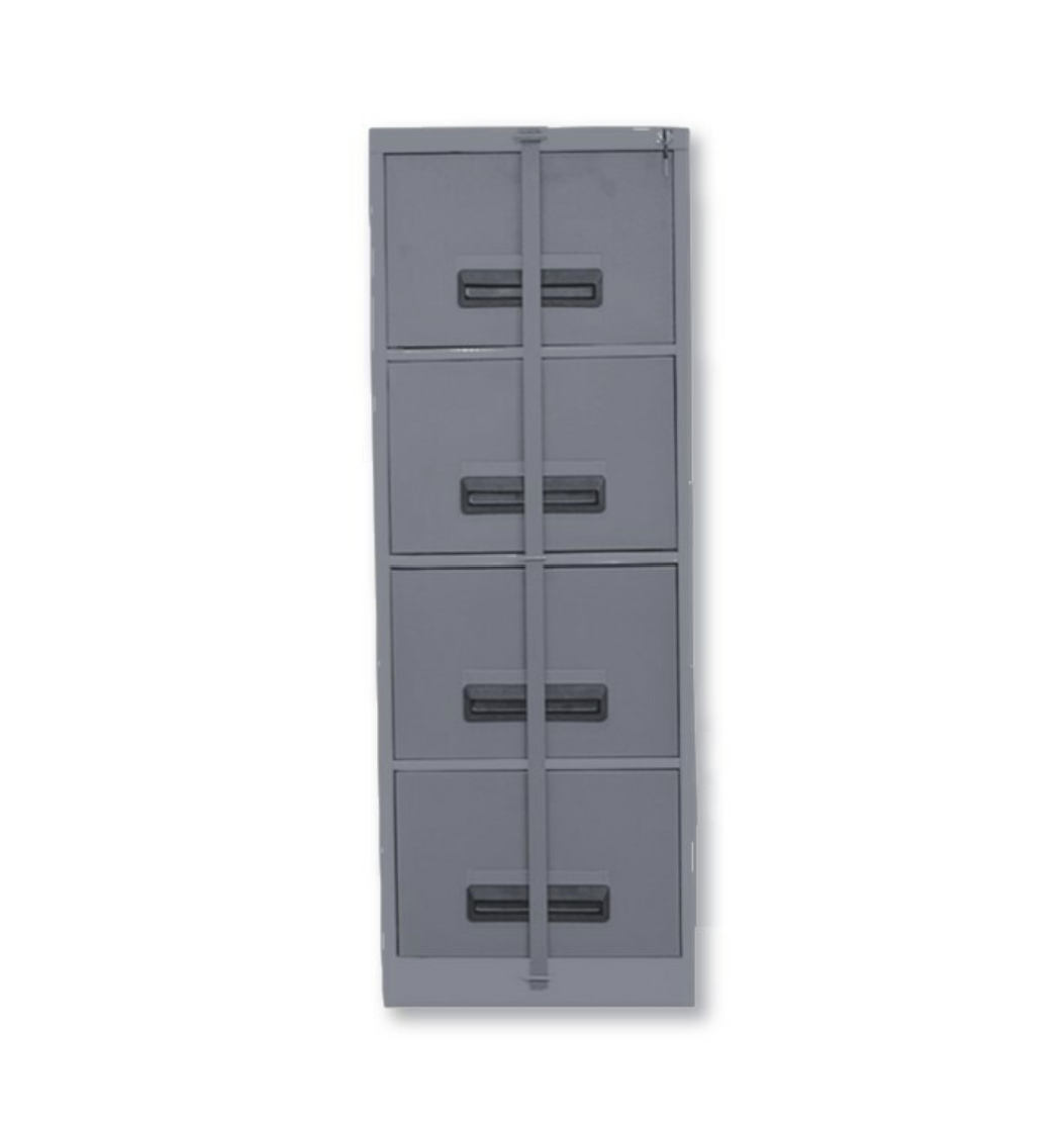 4 Drawer Steel Filing Cabinet with Security Bar Grey