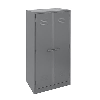 Steel Double Hostel Locker with top shelf and hang rail, available in Hammertone Grey or Ivory Karroo.