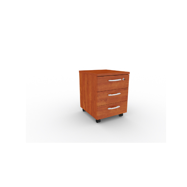 A modern Eco 3-drawer mobile pedestal in various colors, featuring lockable top drawer and casters for mobility, suitable for office environments.