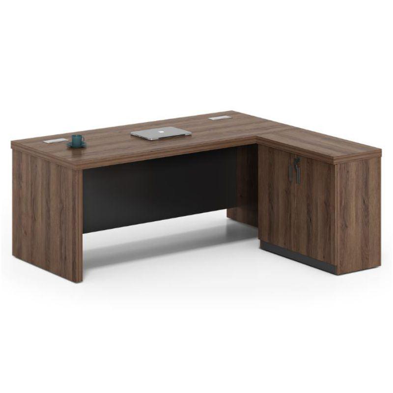 HarmoniLux Melamine Executive Desk - Premium melamine construction, spacious design, coordinating credenza, ideal for professional executives