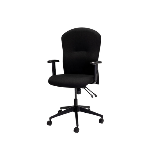 GetOne Mid-back Office Chair with adjustable height armrests, patented lumbar support, and InfiniteAngle backrest on a 5-star base with twin-wheel casters, designed for ergonomic comfort in professional settings