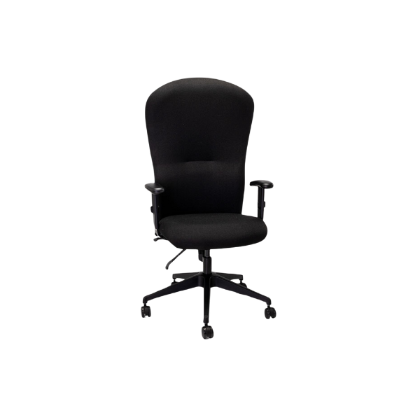 GetOne High-back Office Chair featuring height-adjustable armrests, patented lumbar support, and InfiniteAngle backrest adjustability on a 5-star base with twin-wheel casters, designed for ergonomic office settings.