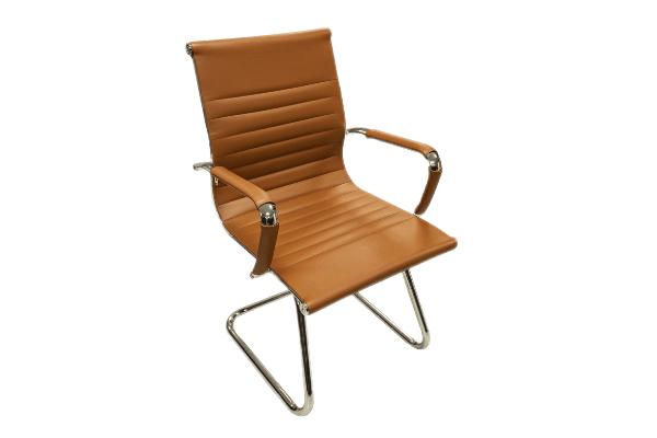 "EleganceVisitors Faux Leather Chair: Embrace affordable elegance with sleek faux leather upholstery. Perfect for welcoming guests in offices or home workspaces. Elevate your space without breaking the bank."