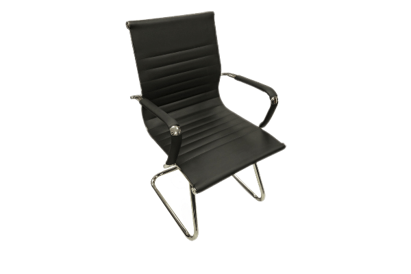"EleganceVisitors Faux Leather Chair: Embrace affordable elegance with sleek faux leather upholstery. Perfect for welcoming guests in offices or home workspaces. Elevate your space without breaking the bank."