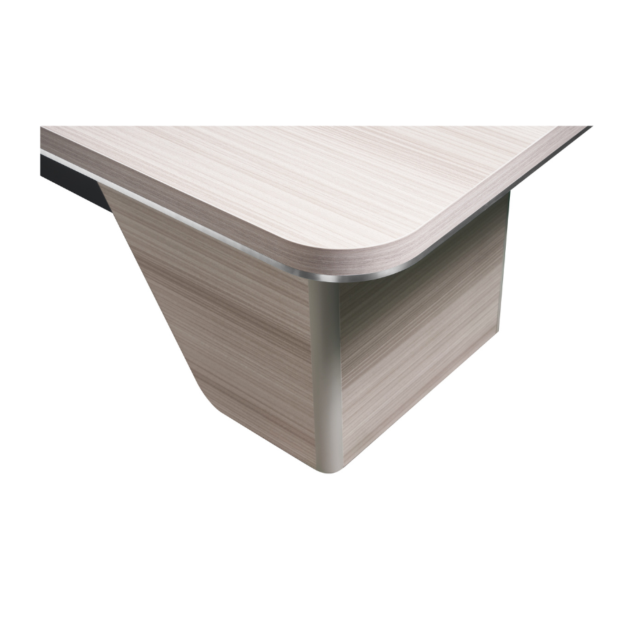 Horizon Boardroom Table: A sleek 2.4m rectangular table made from light oak melamine, designed to seat 6-8 people