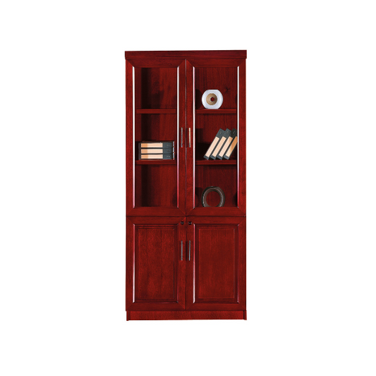 Mahogany Veneer 2 Door Glass Wall Unit