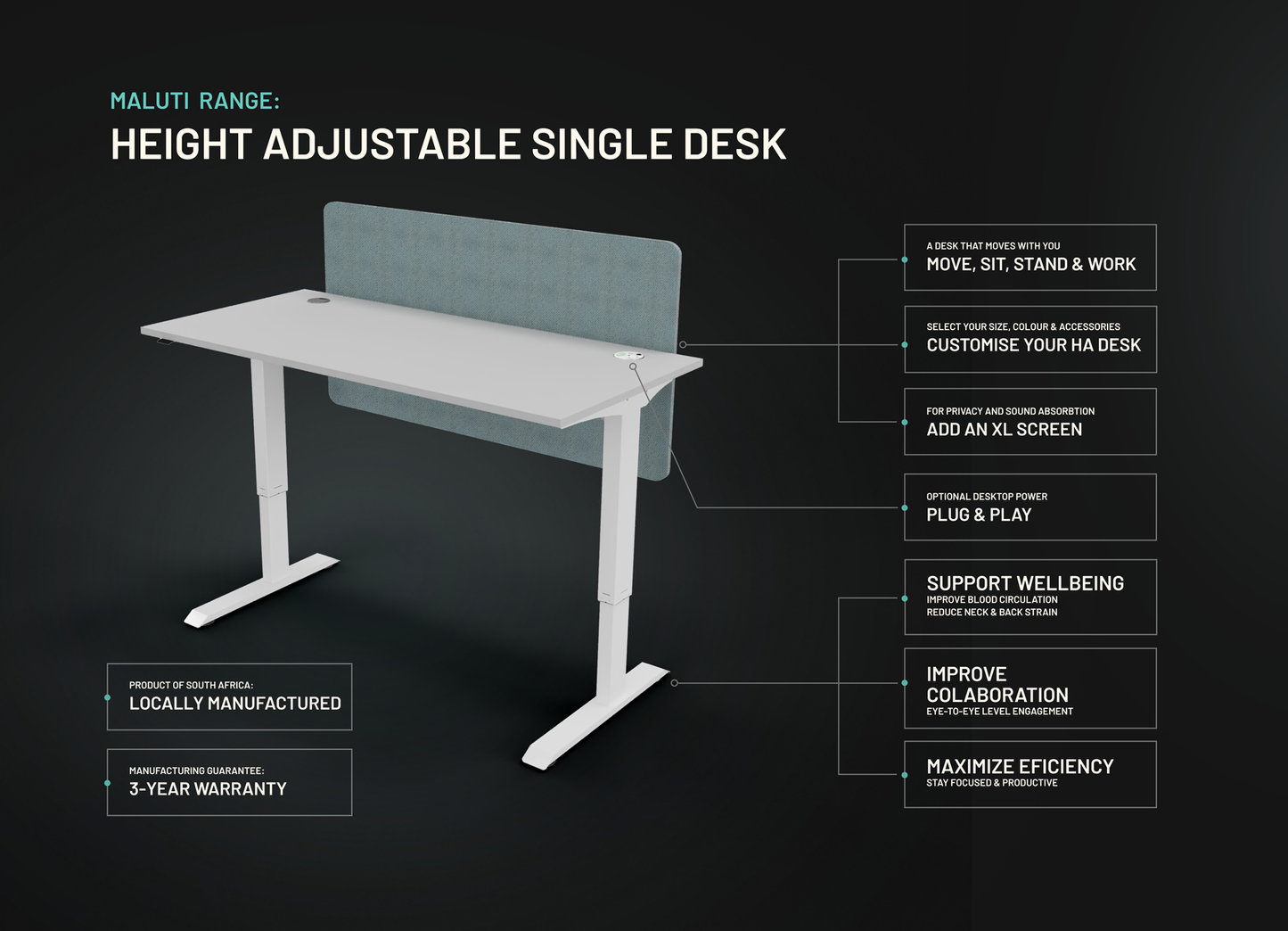 Maluti Height-Adjustable Single Desk