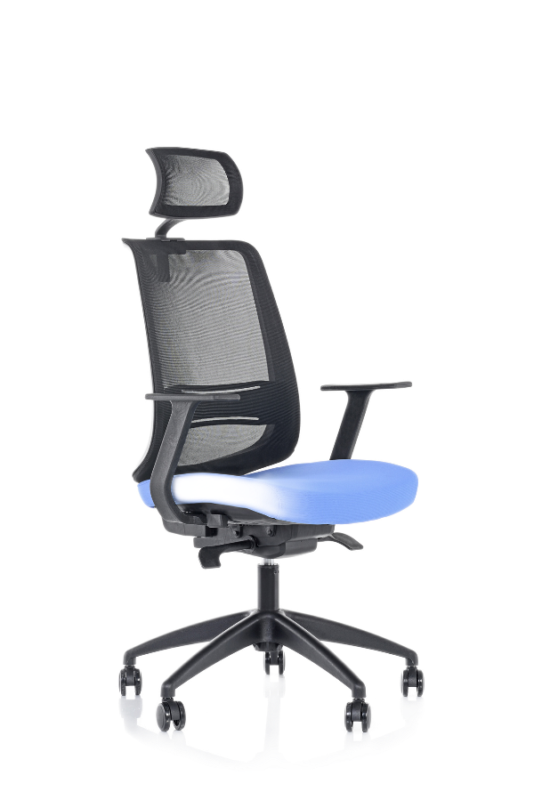 Experience supreme comfort with the Merkur Comfort High Back Office Chair. Netting back for breathability, swivel and tilt features for flexibility, and built-in headrest and armrests for ultimate relaxation. Elevate your workspace with this ergonomic masterpiece.