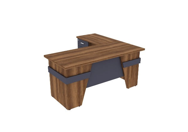 "Discover executive excellence with the Summit L-Shaped Office Desk. Modern design, sturdy build, and two drawers for optimal organization. Available in 1.6m and 1.8m sizes. Elevate your workspace with sophistication and success."