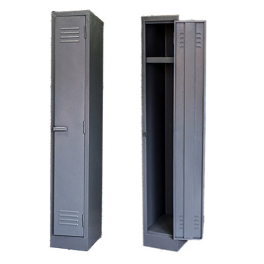 1 Compartment Steel Locker - Hammertone Grey/Ivory Karroo - Front View