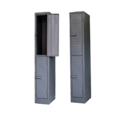 2 Compartment Steel Locker in Hammertone Grey or Ivory Karroo colors, dimensions: Height 1800 mm, Width 300 mm, Depth 450 mm