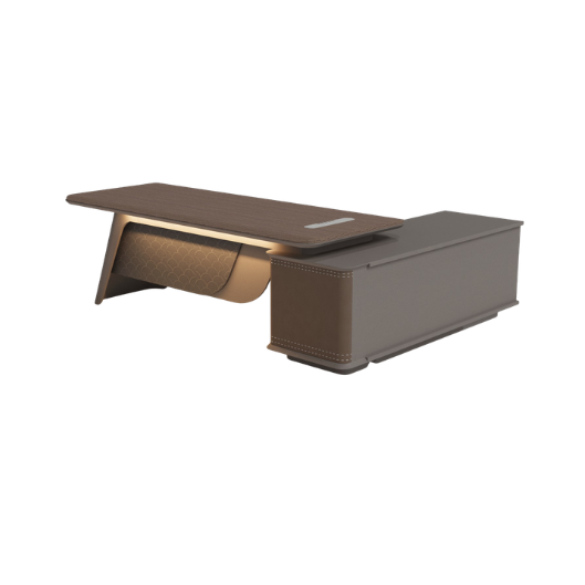 This modern L-shaped office desk embodies both elegance and practicality, making it an ideal centerpiece for a contemporary workspace. Its expansive rectangular surface, finished in smooth wood, provides ample room for productivity while maintaining a refined aesthetic. 