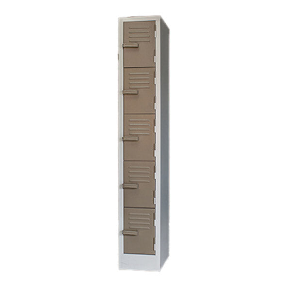 Steel 5 Compartment Locker - Hammertone Grey Finish - 1800mm x 300mm x 450mm - Padlock Facility - Secure Storage Solution