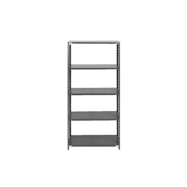 "Steel 5-Shelf Storage Unit in Hammertone Grey, measuring 1910H x 914W x 305D mm, ideal for shops and businesses. Delivered flat-packed for easy assembly, featuring a sturdy design for reliable support and efficient storage."