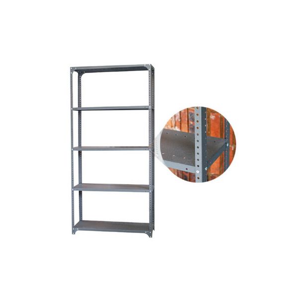 "Steel 5-Shelf Storage Unit in Hammertone Grey, measuring 1910H x 914W x 305D mm, ideal for shops and businesses. Delivered flat-packed for easy assembly, featuring a sturdy design for reliable support and efficient storage."