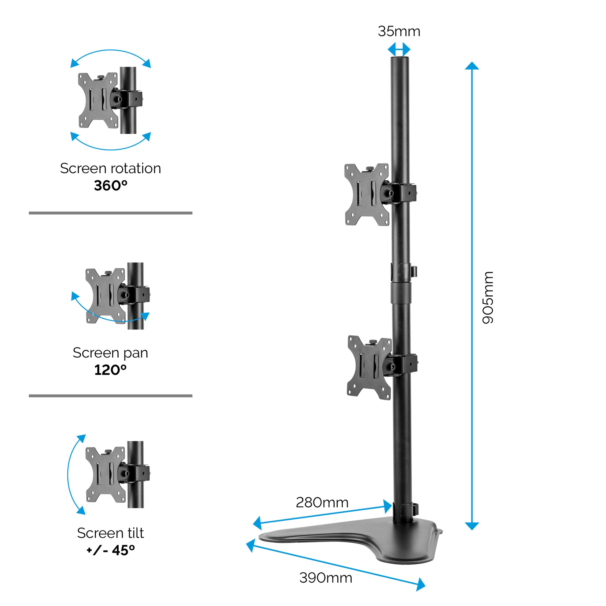 Professional Series Free Stand Dual Stacking Monitor Arm - Modern Office