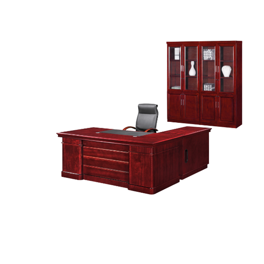 Atlantic 2M Mahogany Veneer Desk- Including Credenza and Mobile Pedestal