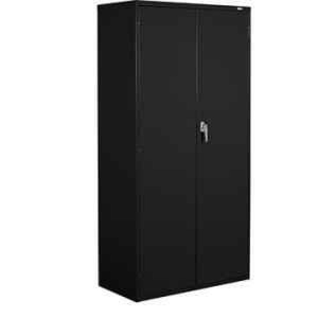 Steel Stationery Cupboard - Metal Storage Cabinet - 4 Shelves - Colour Black