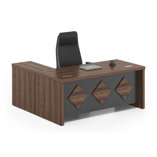 HarmoniLux Melamine Executive Desk - Premium melamine construction, spacious design, coordinating credenza, ideal for professional executives