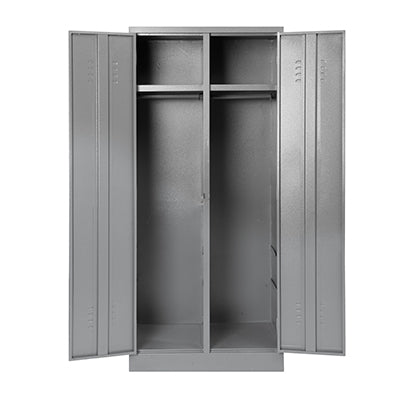 Steel Double Hostel Locker with top shelf and hang rail, available in Hammertone Grey or Ivory Karroo.