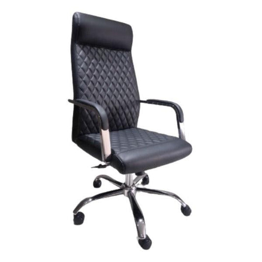 "Enhance your workspace with our PU Leather Swivel and Tilt Chair – a stylish and affordable high back office chair. Crafted with faux leather upholstery for a sleek look, its swivel and tilt features provide comfort and versatility. Perfect for a productive and sophisticated office environment."