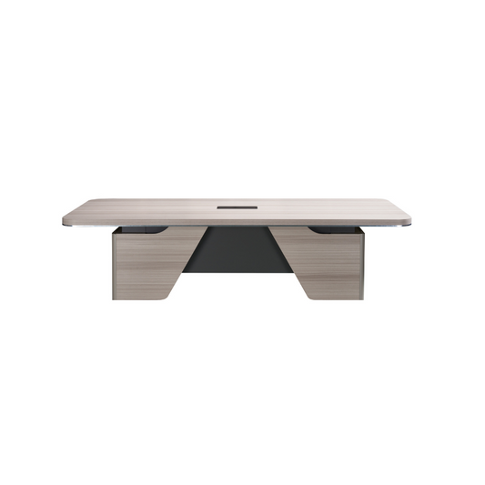 Horizon Boardroom Table: A sleek 2.4m rectangular table made from light oak melamine, designed to seat 6-8 people