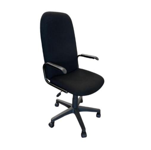 Black Midler High Back Fabric Office Chair with armrests and adjustable height, set on a five-wheeled base.