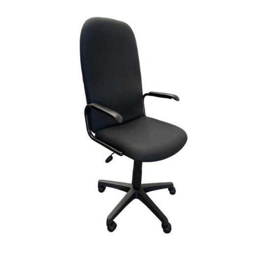 Black Midler High Back Nepalhide Office Chair with armrests and a five-point wheeled base, designed for professional office environments.