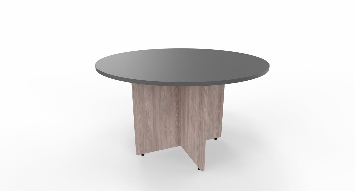 Round Meeting Table Mondego Elm Storm Grey 1.2m