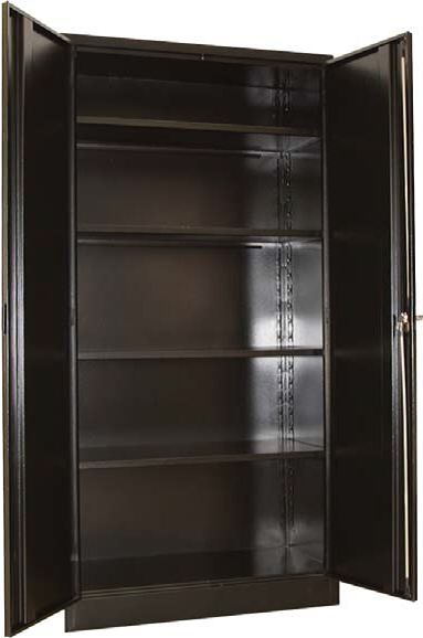 Steel Stationery Cupboard - Metal Storage Cabinet - 4 Shelves - Colour Black