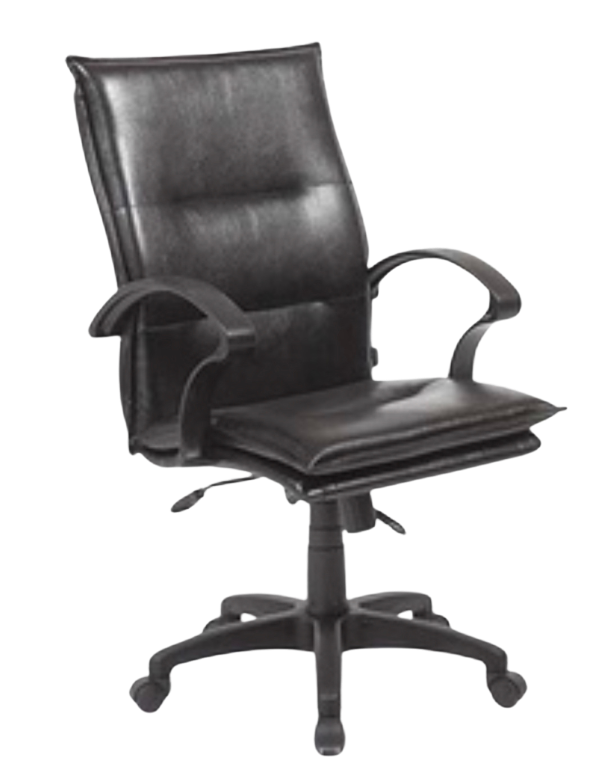 "Executive PU Leather Office Chair: Affordable luxury with extra-padded comfort, crafted from high-quality PU leather. Swivel and tilt functionality for a seamlessly adaptable workspace experience."