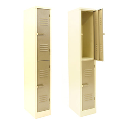 2 Compartment Steel Locker in Hammertone Grey or Ivory Karroo colors, dimensions: Height 1800 mm, Width 300 mm, Depth 450 mm