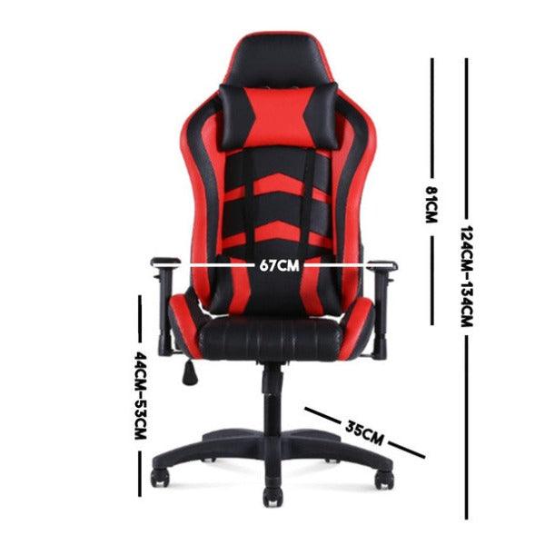 <img src="gaming-chair-image.jpg" alt="STL-R801A VelocityX Gaming Chair - A sleek, ergonomic gaming chair designed for ultimate comfort during long gaming sessions. Features include adjustable settings, lumbar support, and a stylish racing-inspired design. Available in red and blue.">