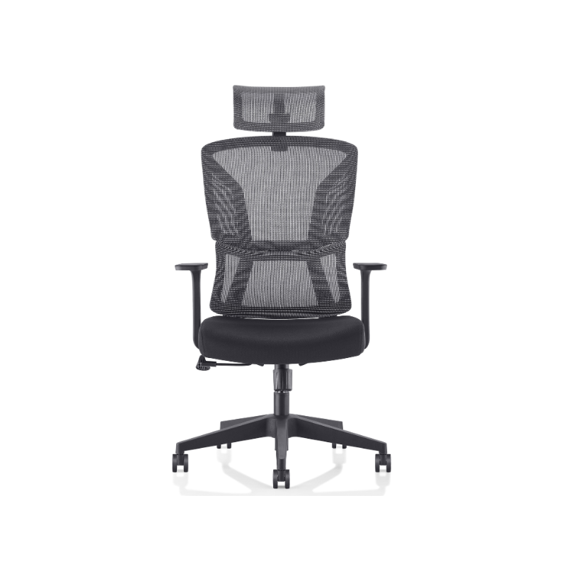 The Mesh High Back Office Chair C4001, featuring an adjustable headrest and independent lumbar support for enhanced comfort. 