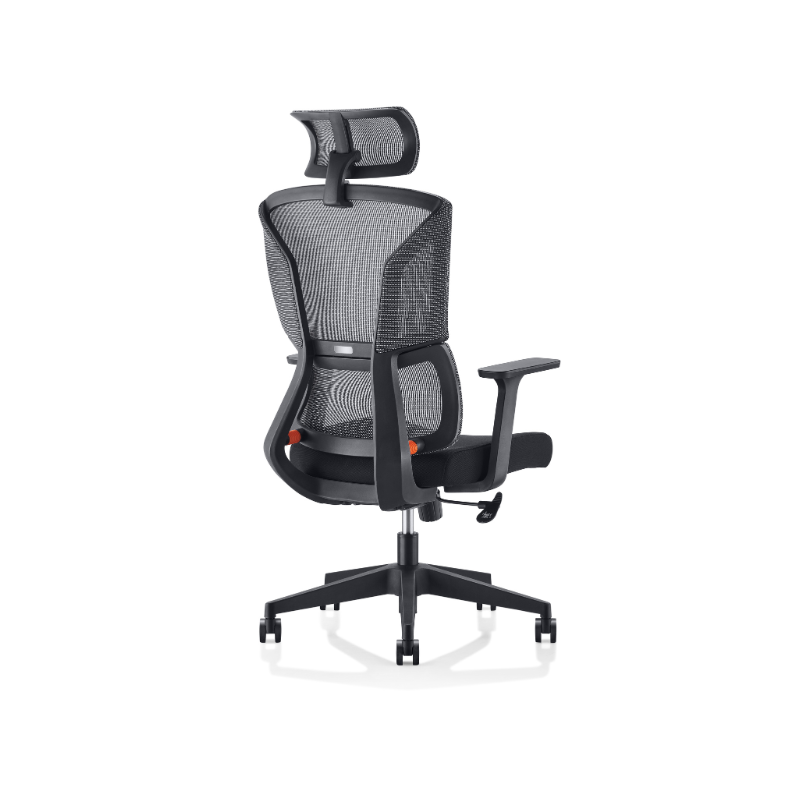 The Mesh High Back Office Chair C4001, featuring an adjustable headrest and independent lumbar support for enhanced comfort. 