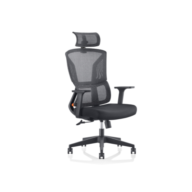 The Mesh High Back Office Chair C4001, featuring an adjustable headrest and independent lumbar support for enhanced comfort. 