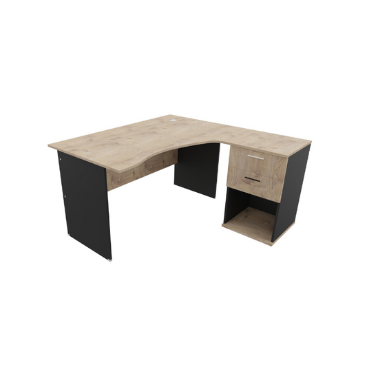 Discovery Lite Cluster Desk Barrel Oak and Black